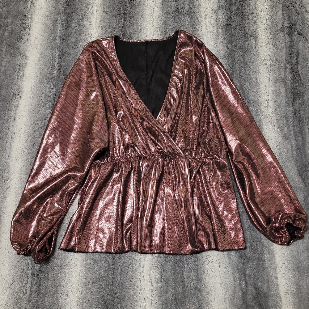 Dusty Pink metallic surplus shirt size 0x - Picture 5 of 5
